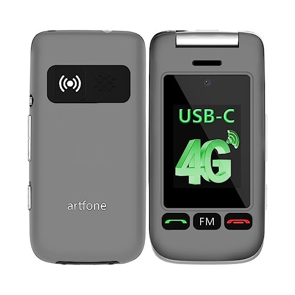 artfone G6 4G Téléphone Portable,4G Flip, Double LCD, avec Base de Charge.