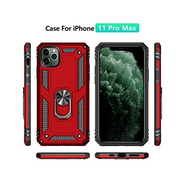 Coque pour iPhone 11 Pro Max 6.5,Anti-Chute Cover Renforcée Bumper Antichoc TPU Souple PC Rigide Etui,Noir