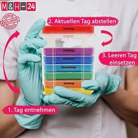 M&H-24 Boîte à Médicaments pour 7 Jours Multicolore Transparente - Boîte à Pilules Boîte à Médicaments Pilulier Pilules - Sem