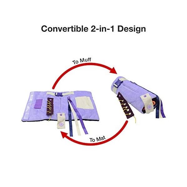 Modaliv Tapis et manchon 2 en 1 Alzheimer et démence pour personnes âgées - Coussin sensoriel avec 8 activités - Roule pour g