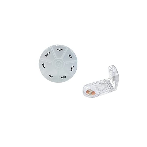 Porte-pilules hebdomadaires avec 7 compartiments et trancheuse de pastilles, distributeur organisateur de voyage médicaments,