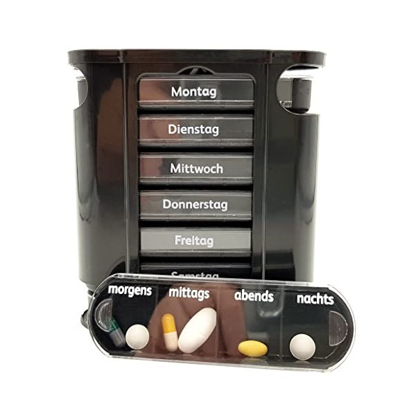 M&H-24 Boîte à Médicaments pour 7 Jours Multicolore Transparente - Boîte à Pilules Boîte à Médicaments Pilulier Pilules - Sem
