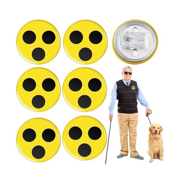 6 Badges pour Malvoyants, Badges De Haute Qualité pour Les Aveugles, Aides à La Vie Quotidienne pour Les Personnes Handicapée