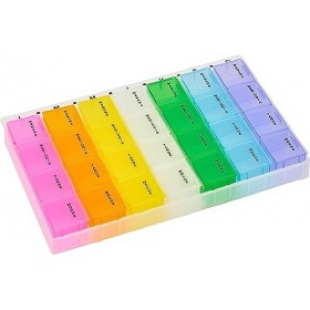 Pilulier hebdomadaire 4 prises espagnol, pilulier quotidien grand 7 jours, distributeur de comprimés avec 28 compartiments, o