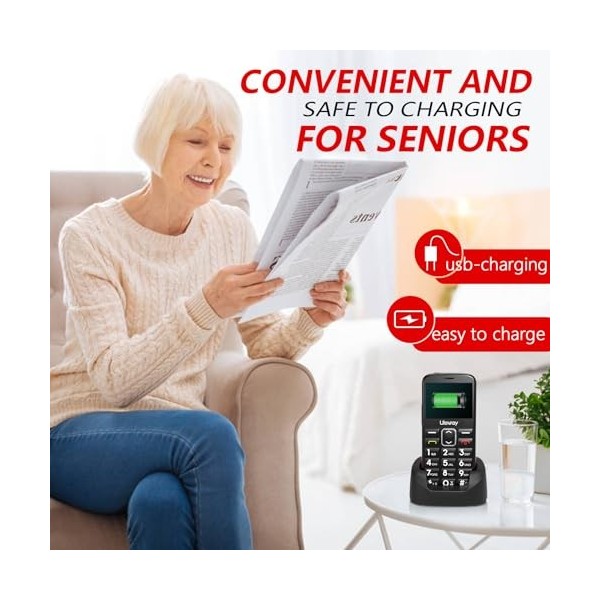 uleway 4G Telephone Portable Senior, Téléphone Portable Basique pour Personnes Agées, Telephone Debloqué avec Grosse Touche,2