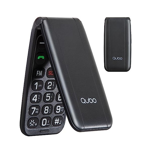 Qubo Téléphone à Clapet pour Les Personnes âgées, Téléphone Portable pour Personnes âgées, Écran de 2,4 Pouces, Volume élevé,