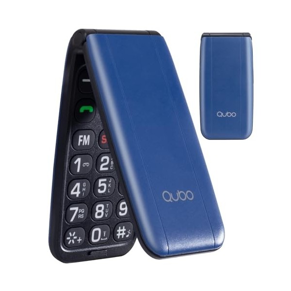 Qubo Téléphone à Clapet pour Les Personnes âgées, Téléphone Portable pour Personnes âgées, Écran de 2,4 Pouces, Volume élevé,