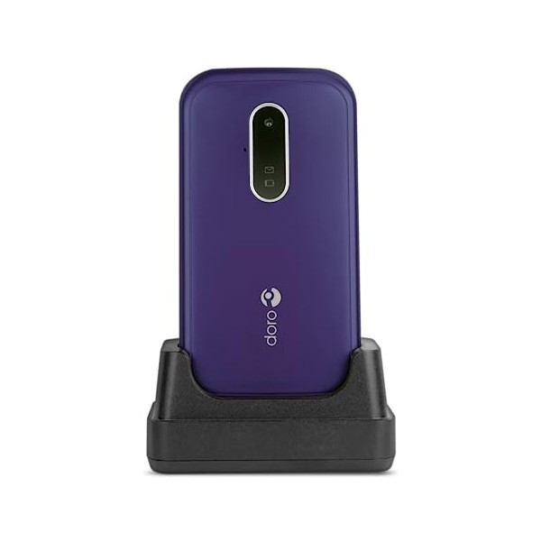 Doro 6620 Téléphone Portable 3G à Clapet Débloqué pour Seniors avec Grandes Touches, Touche dAssistance avec GPS et Socle Ch