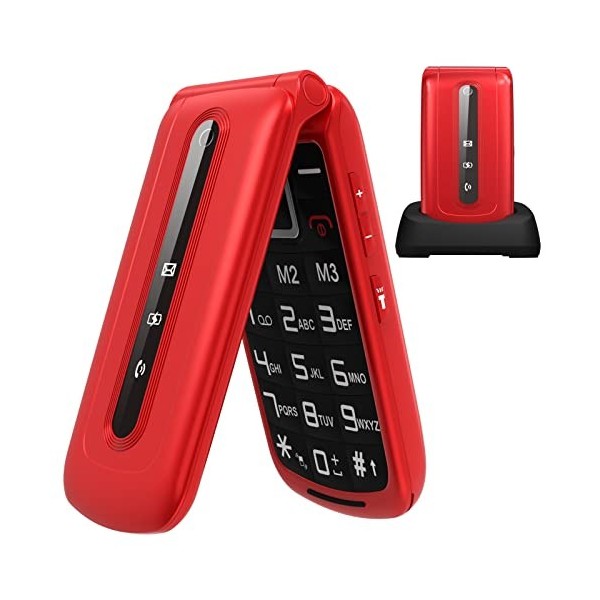 Téléphone Portable Senior Débloqué avec Grandes Touches pour Personnes âgées | Écran de 2,4"|Bouton SOS | Radio FM | Haut-Par