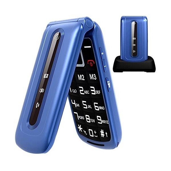 Téléphone Portable Senior Débloqué avec Grandes Touches pour Personnes âgées | Écran de 2,4"|Bouton SOS | Radio FM | Haut-Par