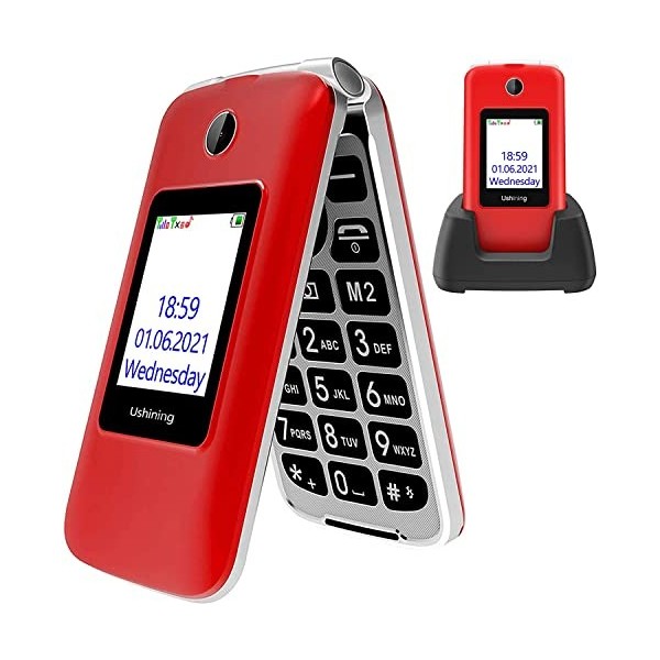 uleway 3G Téléphone Portable Senior Clapet Débloqué avec Grandes Touches,Basique Telephone Mobile pour Personne Agée，Big Volu