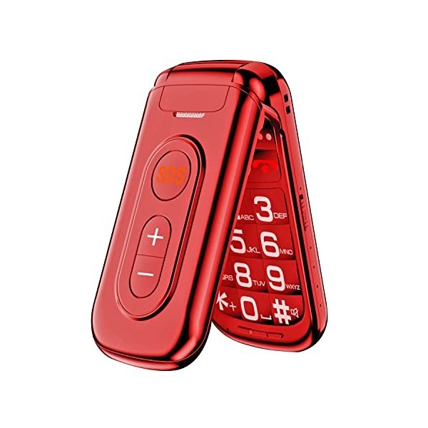 Guwet Téléphone Portable Senior débloqué avec Grandes Touches | Telephone clapet Personnes âgées Touche dAssistance | Écran 