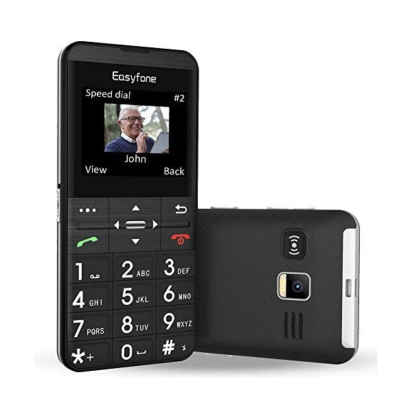 Easyfone Prime-A7 Téléphone Portable Senior Débloqué avec Grandes Touches | Écran HD IPS 2,0 Pouces | Bouton SOS avec GPS | B