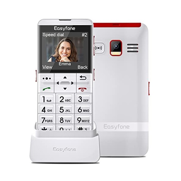 Easyfone Prime-A7 Téléphone Portable Senior Débloqué avec Grandes Touches | Écran HD IPS 2,0 Pouces | Bouton SOS avec GPS | B