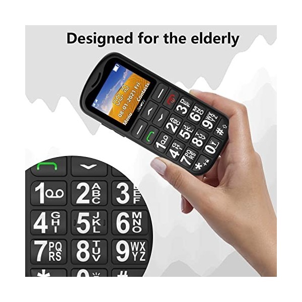 CHAKEYAKE Téléphone Portable à Gros Boutons pour Personnes âgées,Débloqué Senior Sim Gratuit avec Bouton durgence SOS,Téléph