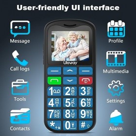 4G Téléphone Portable Senior Débloqué avec Grandes Touches, Volume Élevé Batterie 1000 mAh Bouton SOS Station de Charge Révei