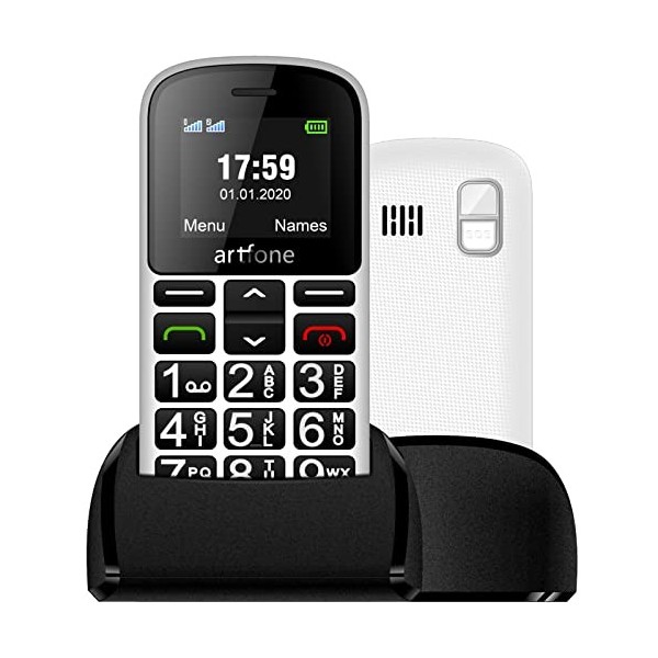 artfone CS188 GSM Téléphone Portable Senior Débloqué avec Grandes Touches Bouton SOS Dual-SIM Radio FM Box Speaker Batterie 1