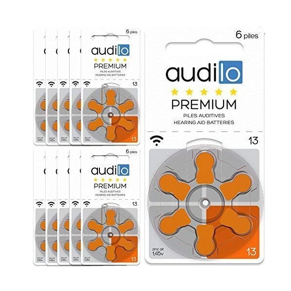 Audilo Piles Auditives 10 PR70 Premium | Appareils Auditifs et Aides Auditives |[Sans Mercure] [Zinc Air] [1.45V] Lot de 10