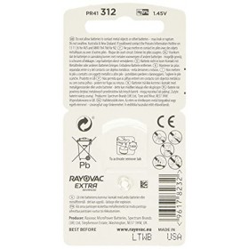 Rayovac - Piles Extra Advanced zinc-air pour aides auditives, code couleur brun, taille 312, lot de 60 piles