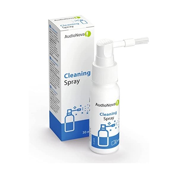 AudioNova - Spray nettoyant pour Appareils Auditifs 30ml - Spray avec Brosse Nettoyant antibactérien pour prothèses auditives