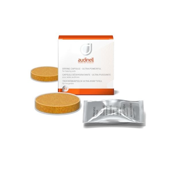 Audinell Pastilles Déshydratantes pour Appareils Auditives - 2 Capsules Grand Modėle 63mm pour sécher vos Aides Auditives - p