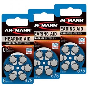 ANSMANN Piles auditives 675 18 pièces – Piles bouton pour aides auditives P675 ZL1 PR44 1,45V – Piles plates pour appareils