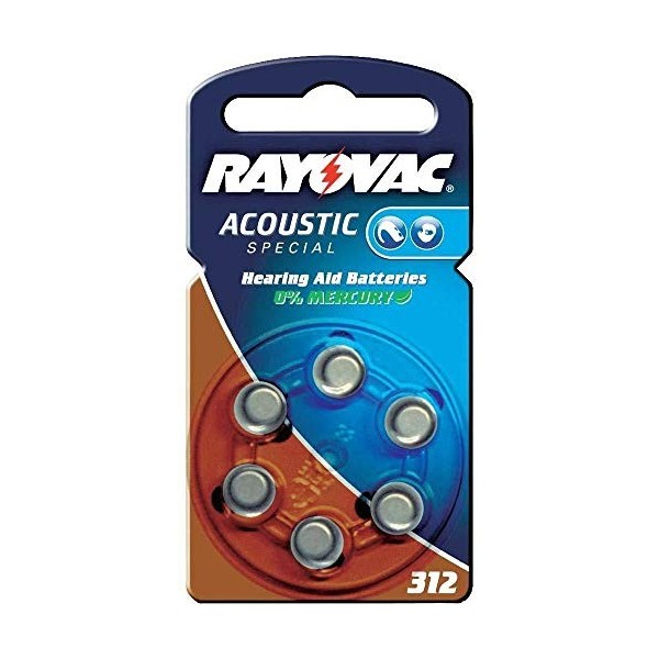 RAYOVAC 312 spécial pour Guitare Acoustique/1.4 V/180 mAh pour Piles auditives Boîte de 60  10 x 6 