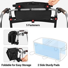 SAMDEW Sac Daccessoires Déambulateur, Panier de Portable pour Déambulateur Pliant, avec Séparateurs et Sangles de Fixation, 