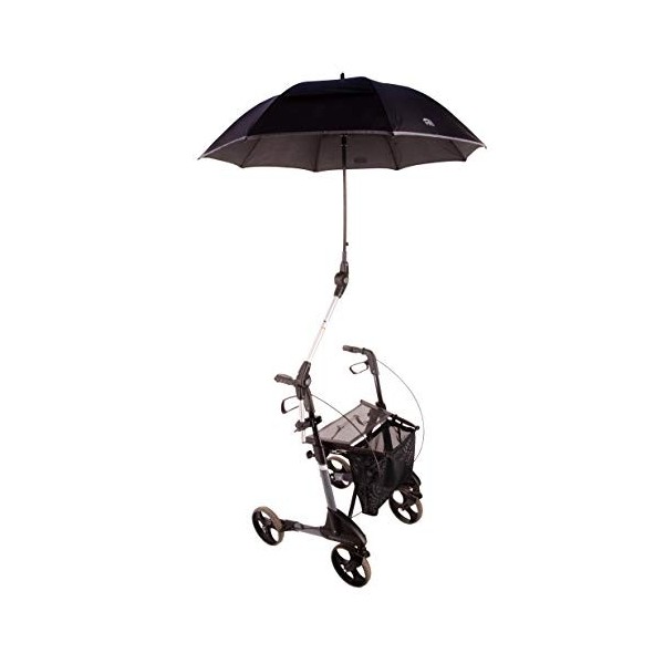 MPB® 99 SR Parapluie déambulateur pour déambulateur Compatible avec 99 % de tous les types de rollers Noir/réfléchissant Avec