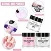 Crylic Kit de poudre acrylique pour débutants avec brosse à ongles en acrylique avec 3 couleurs de poudre pour ongles Rose/bl