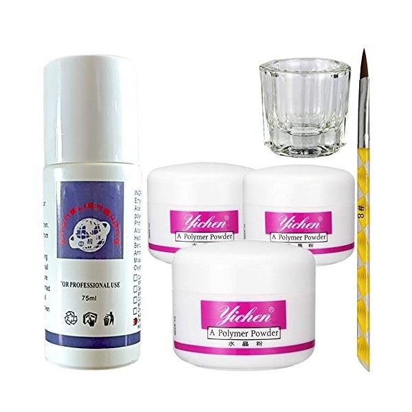 Warm Girl Kit de poudres acryliques transparentes 120 g avec monomère liquide acrylique 75 ml , formes dongles, kit dext