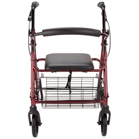 Performance Health Days,Déambulateur 4 Larges,Avec Un Panier,Un Dossier Tubulaire Incurvé, Freins Parking, Siège Et Rembourré