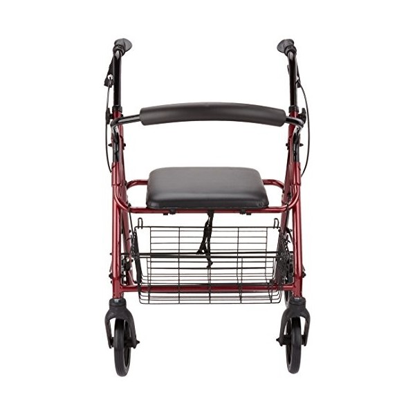 Performance Health Days,Déambulateur 4 Larges,Avec Un Panier,Un Dossier Tubulaire Incurvé, Freins Parking, Siège Et Rembourré