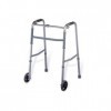 QUIRUMED Déambulateur en aluminium, pliable, robuste, extensible, réglable en hauteur, avec 2 roues, avec barre stabilisatric