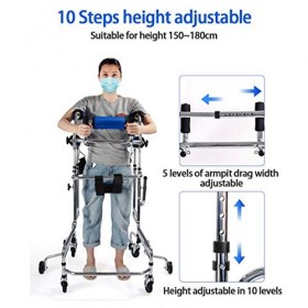 Déambulateur debout pour personnes âgées - Hauteur réglable et cadre médical portable - Aide à la rééducation pour les person