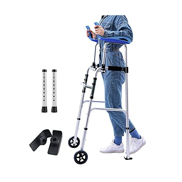 Walker pliable âgé, Walker droit léger pour les personnes âgées handicapées adultes/argent stand up rollator walker walker wa