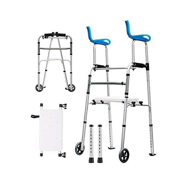 Walker pliable âgé, Walker droit léger pour les personnes âgées handicapées adultes/argent stand up rollator walker walker wa