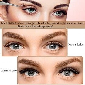 Faux Cils Individuel, Missicee D Curl Cluster Faux Cils Volume Russe Réutilisable Cils individuels Avec 240 Pcs 10D/20D 8-12m