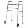 Medline Two-Button Folding Walker with Wheels, 5 inch by Medline