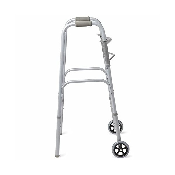 Walker Folding Deluxe 2 Button with Front 5 Wheels By Healthline Trading by Healthline Trading