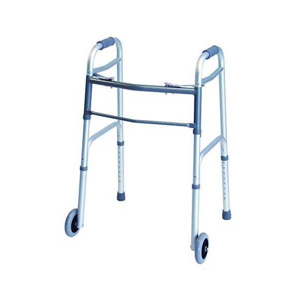 Graham-Field 716270A-1 Everyday Adult Walker with Wheels, Dual Release, Silver