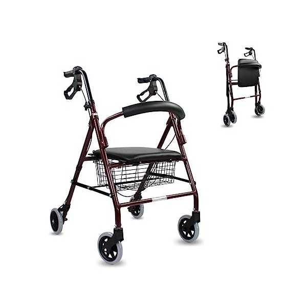 Mobiclinic®, Déambulateur pour personnes âgées, Mod. Escorial, Marque européenne, Pliable, Freins manuels et blocables, Alumi