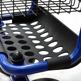 Rollator en acier pliable bleu – Déambulateur pour personnes âgées avec 4 roues, siège et freins