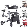 Arebos Déambulateur Noir 4 Roues | Déambulateur Pliable/Rollator | Assise et dossier/max. 136 kg | Réglable en hauteur | avec