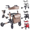 Arebos Déambulateur Noir 4 Roues | Déambulateur Pliable/Rollator | Assise et dossier/max. 136 kg | Réglable en hauteur | avec