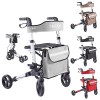 Arebos Déambulateur Noir 4 Roues | Déambulateur Pliable/Rollator | Assise et dossier/max. 136 kg | Réglable en hauteur | avec