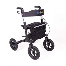 Dunimed Déambulateur dextérieur avec pneus pneumatiques et siège – Grands pneus gonflables absorbant les chocs et sac de tra