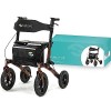 Helavo déambulateur pour lextérieur avec pneus à air - Rollator pliable en aluminium pour lextérieur avec siège - Mobilité 