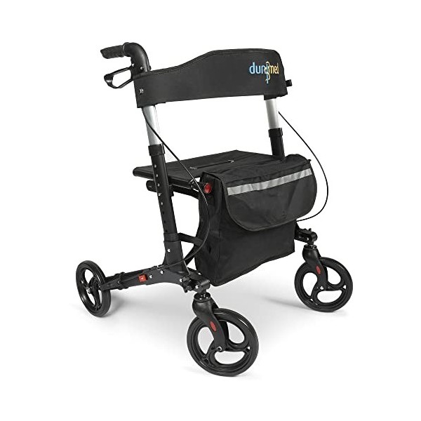 Dunimed- Déambulateur pliable léger - Facilement pliable pour le voyage du coffre - Réglable en hauteur - Comprend un sac pra