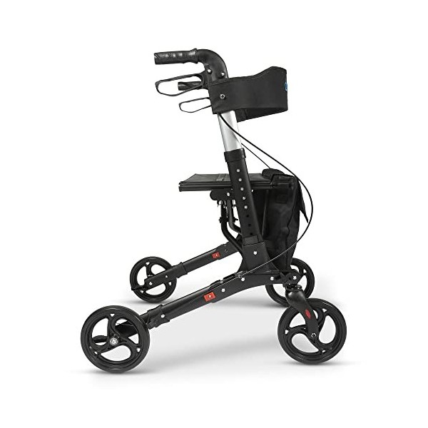 Dunimed- Déambulateur pliable léger - Facilement pliable pour le voyage du coffre - Réglable en hauteur - Comprend un sac pra